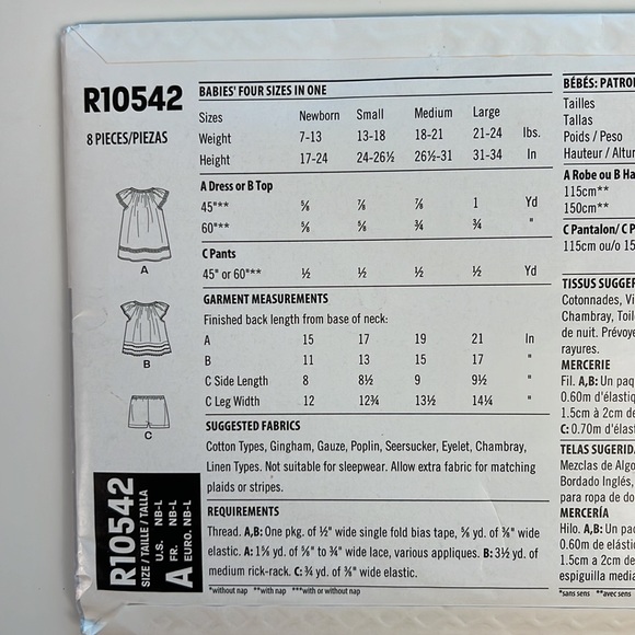 Lot of 4 Kids Baby Sewing Patterns by NEW LOOK R10273 R10287 R10083 R10542 Uncut - Picture 9 of 12